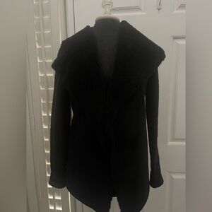 PRE-OWNED MADISON & LOLA VEGAN SUEDE OPEN FRONT CARDIGAN- BLACK- MEDIUM